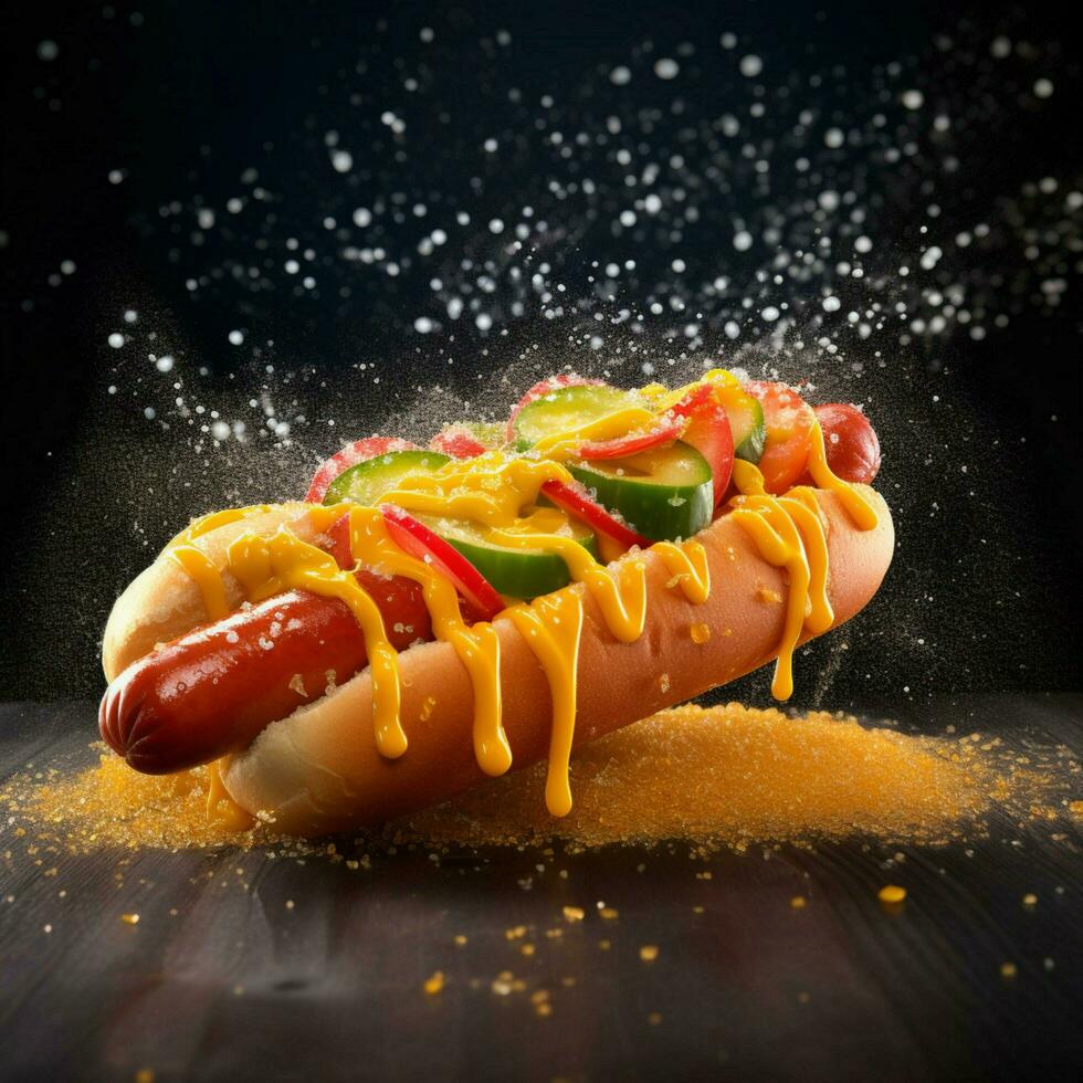 Capture the excitement and energy of a hot dog with photo