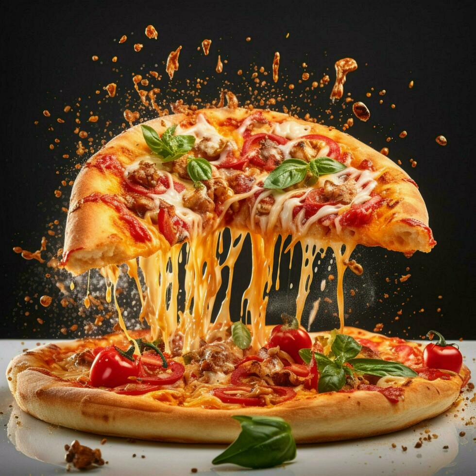 Capture the excitement and energy of a pizza with a photo