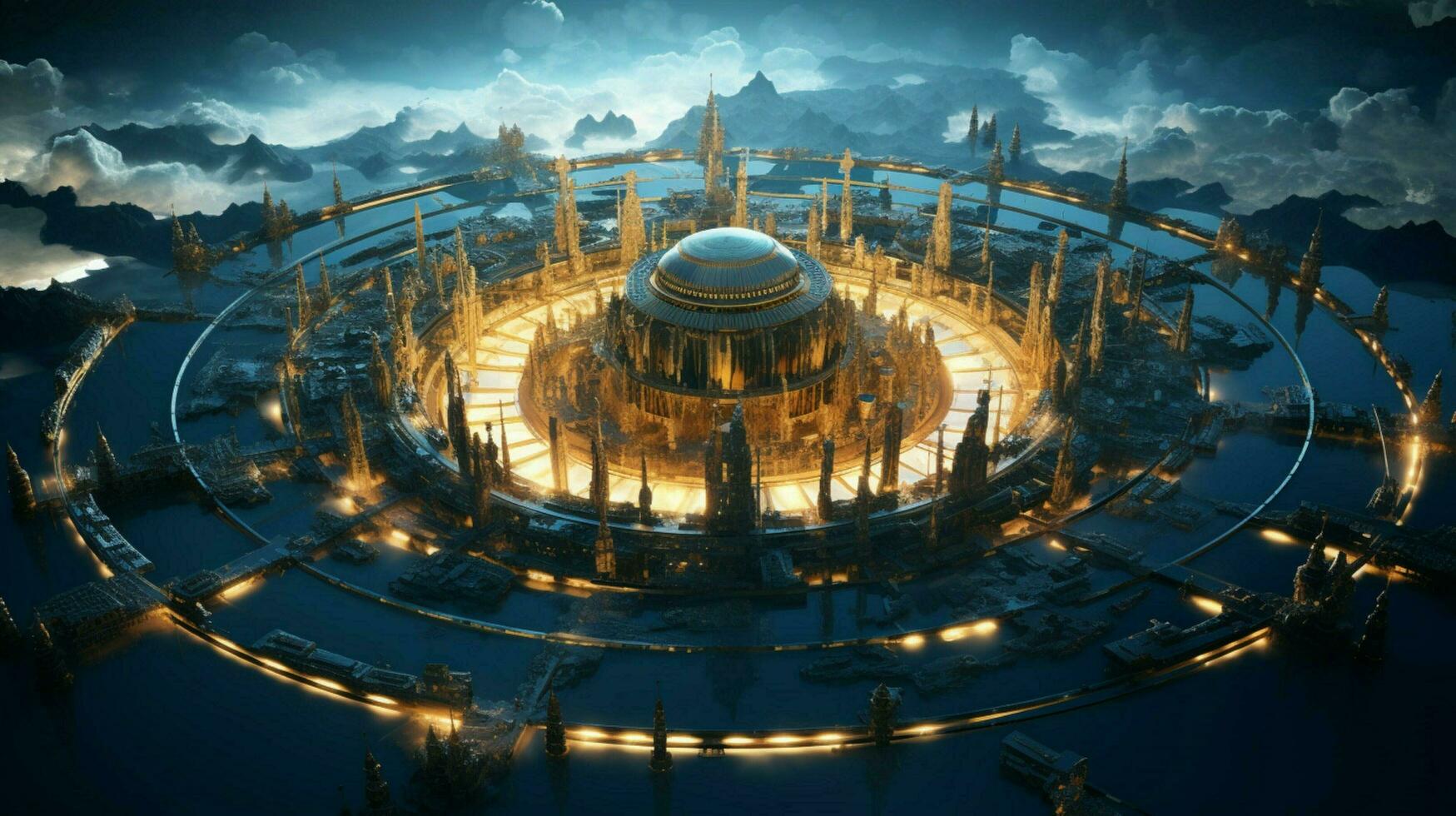 Celestial map of paradise 3D render solarpunk bri photo