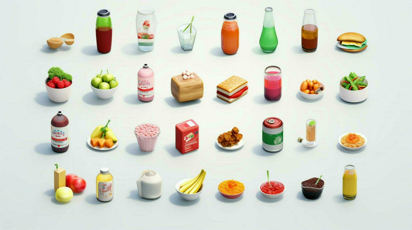 Colorful 3D Icon Sets of food and beverage indust photo