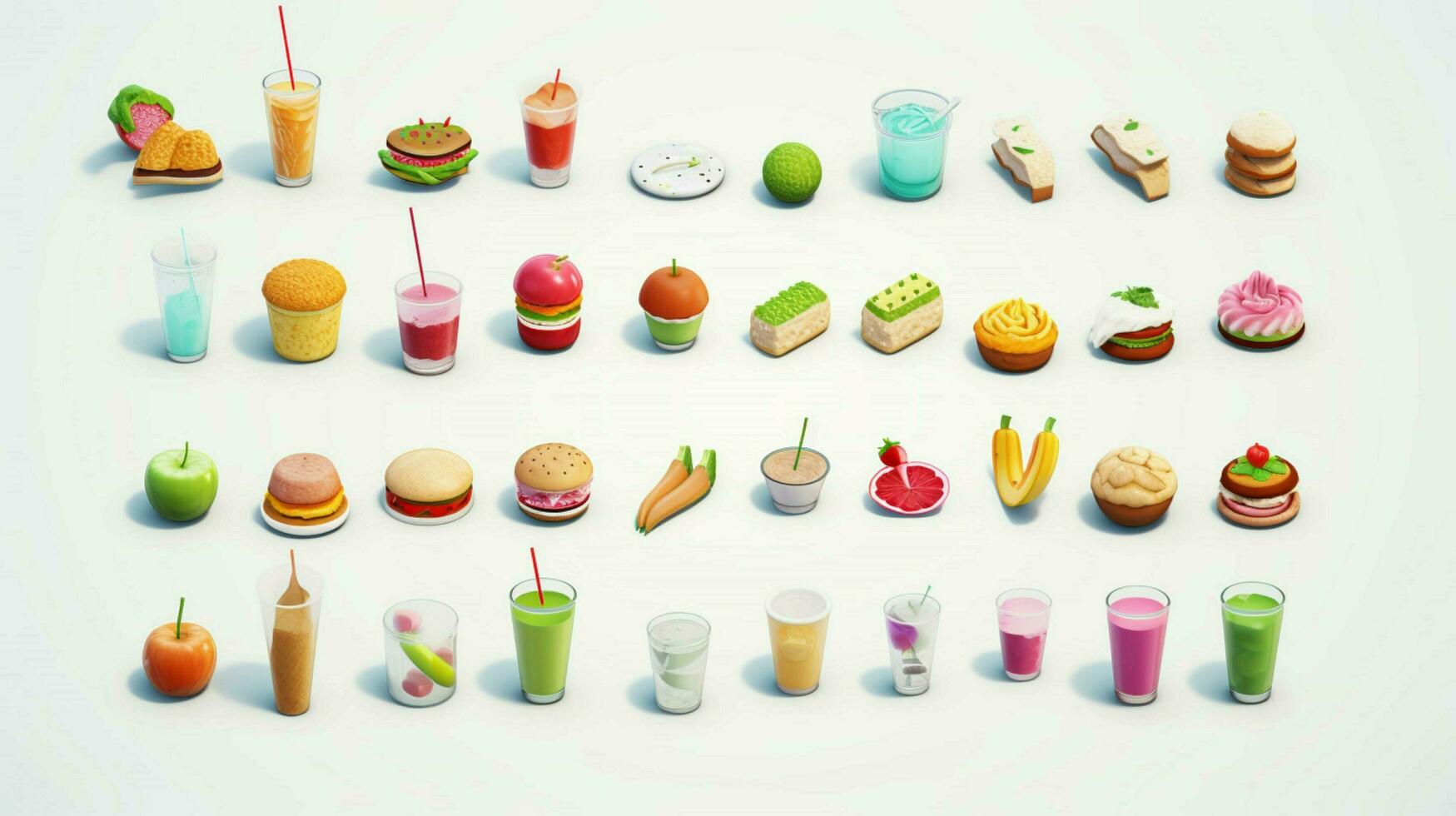 Colorful 3D Icon Sets of food and beverage indust photo