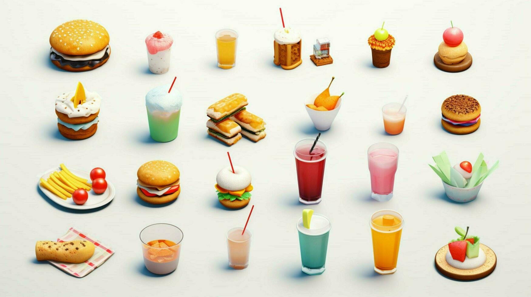 Colorful 3D Icon Sets of food and beverage indust photo