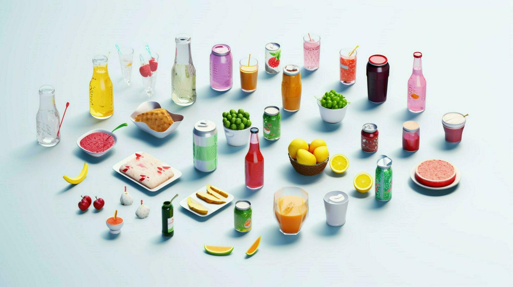 Colorful 3D Icon Sets of food and beverage indust photo