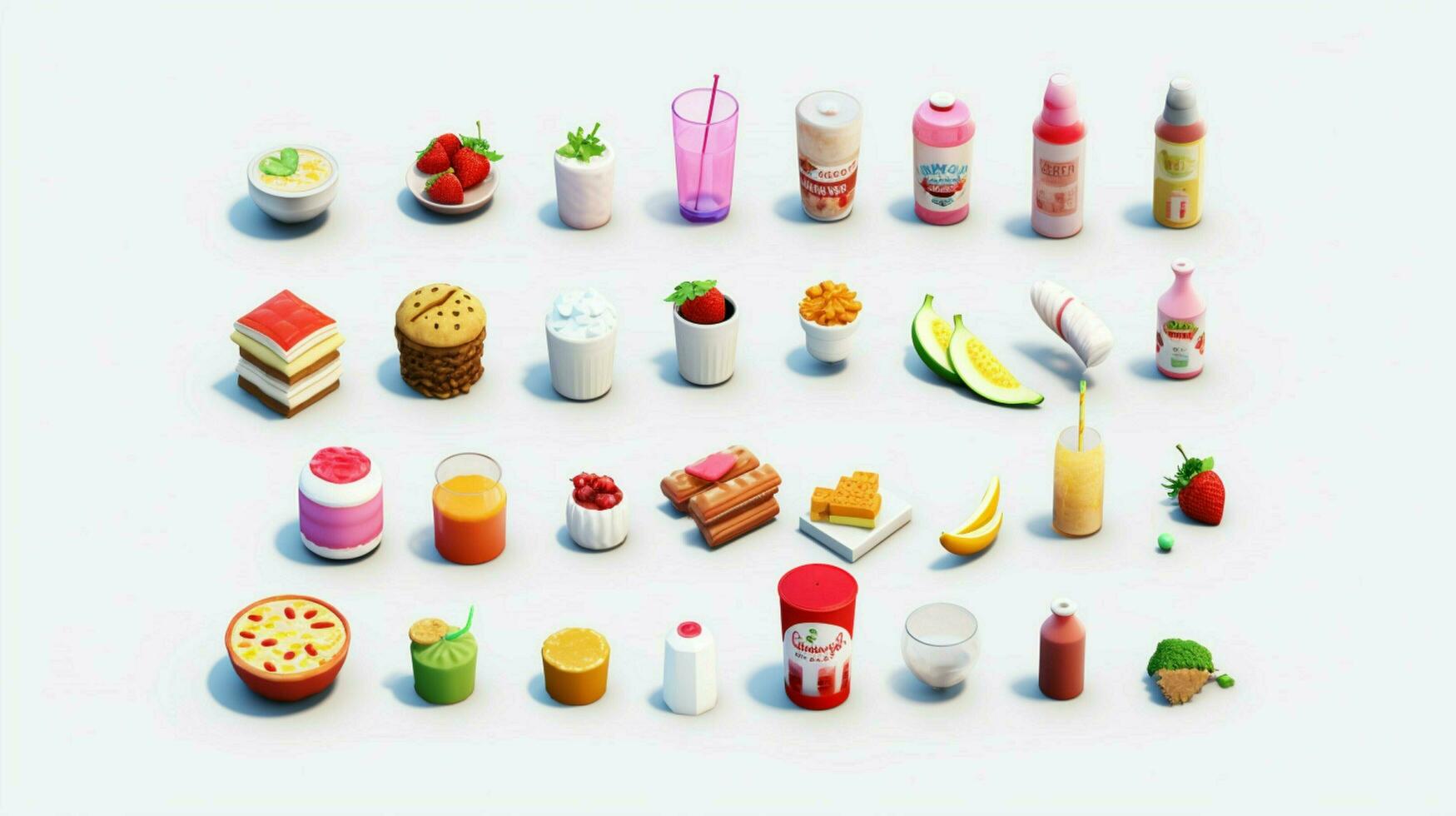 Colorful 3D Icon Sets of food and beverage indust photo