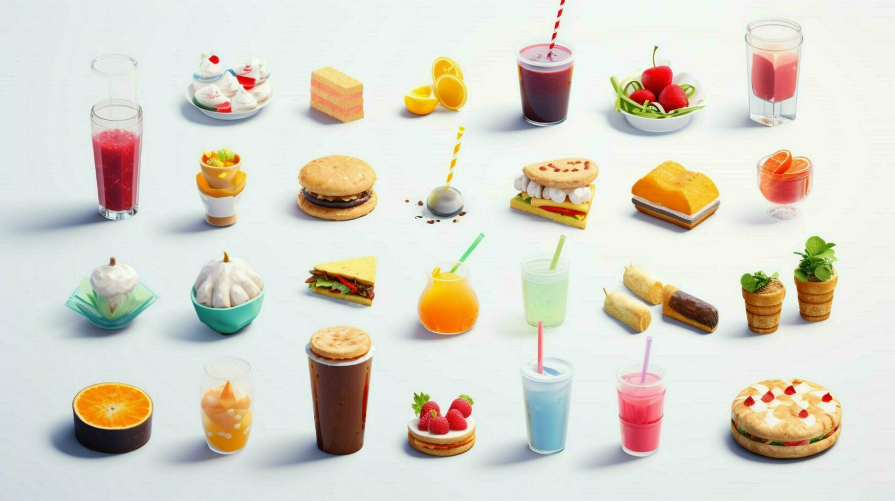 Colorful 3D Icon Sets of food and beverage indust photo