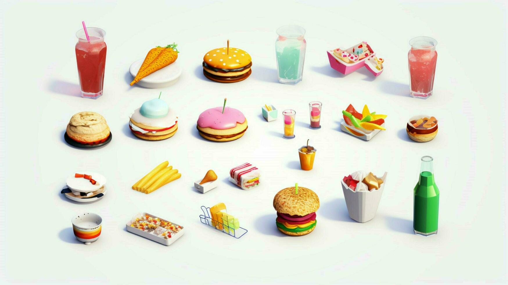 Colorful 3D Icon Sets of food and beverage indust photo