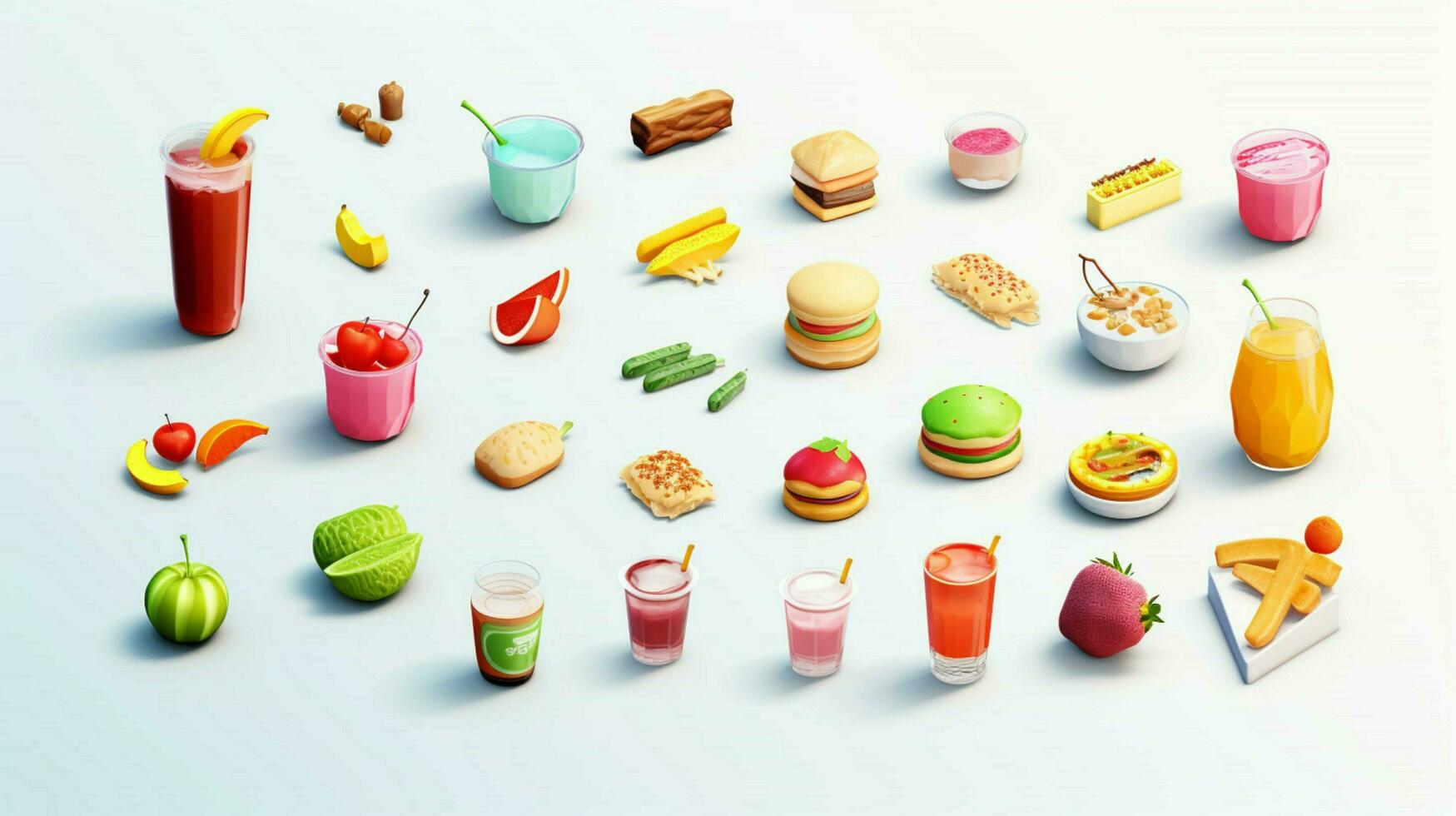 Colorful 3D Icon Sets of food and beverage indust photo