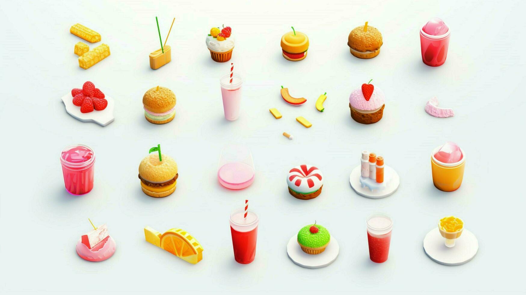 vistoso 3d icono conjuntos de comida y bebida indust foto