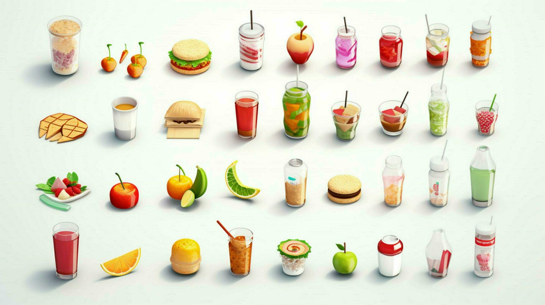 Colorful 3D Icon Sets of food and beverage indust photo