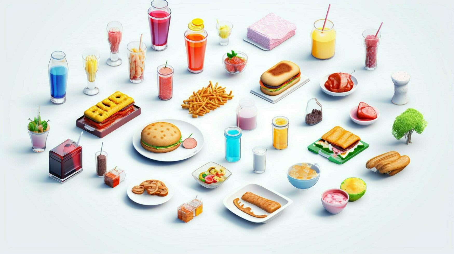 Colorful 3D Icon Sets of food and beverage indust photo