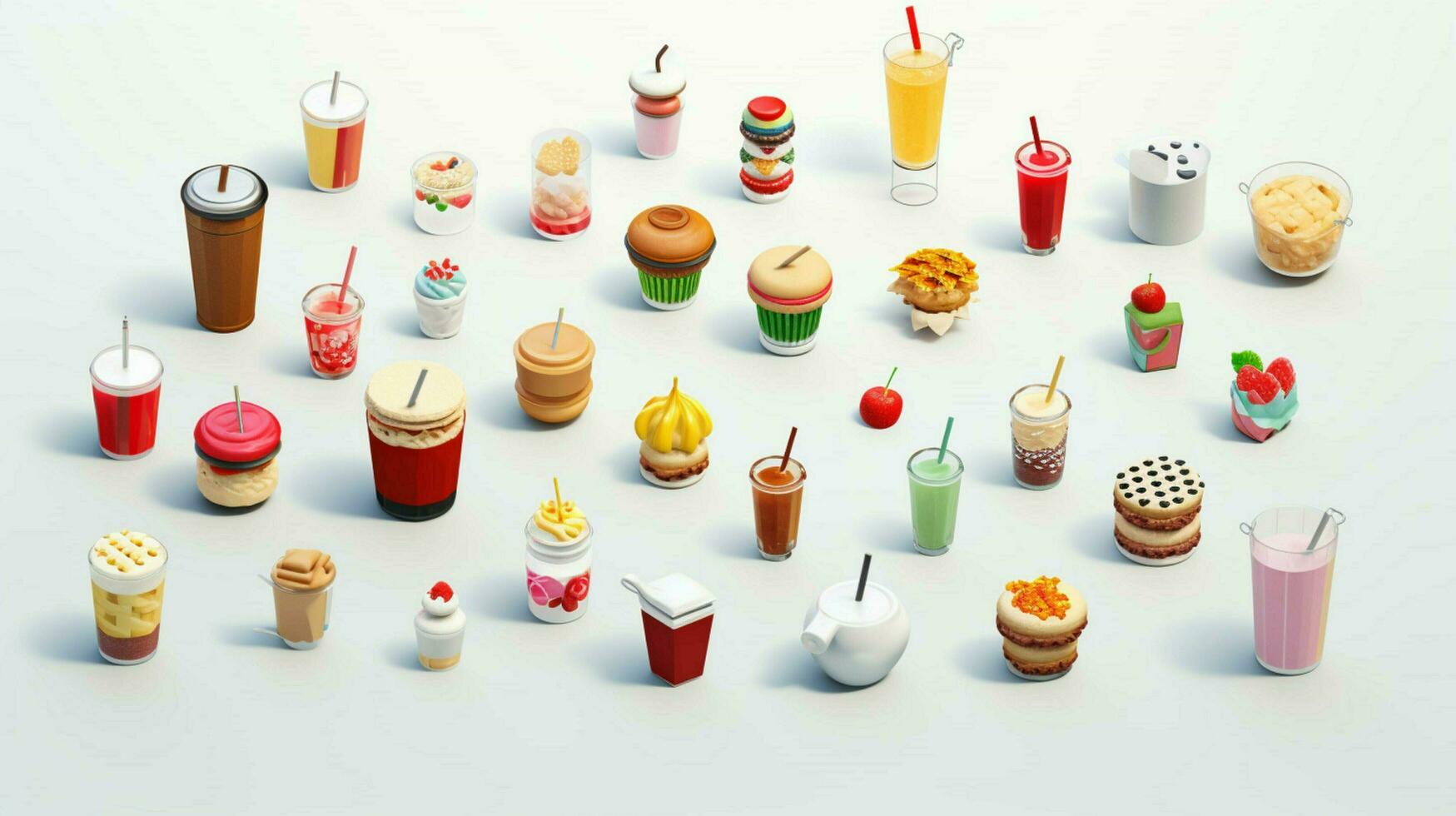 Colorful 3D Icon Sets of food and beverage indust photo