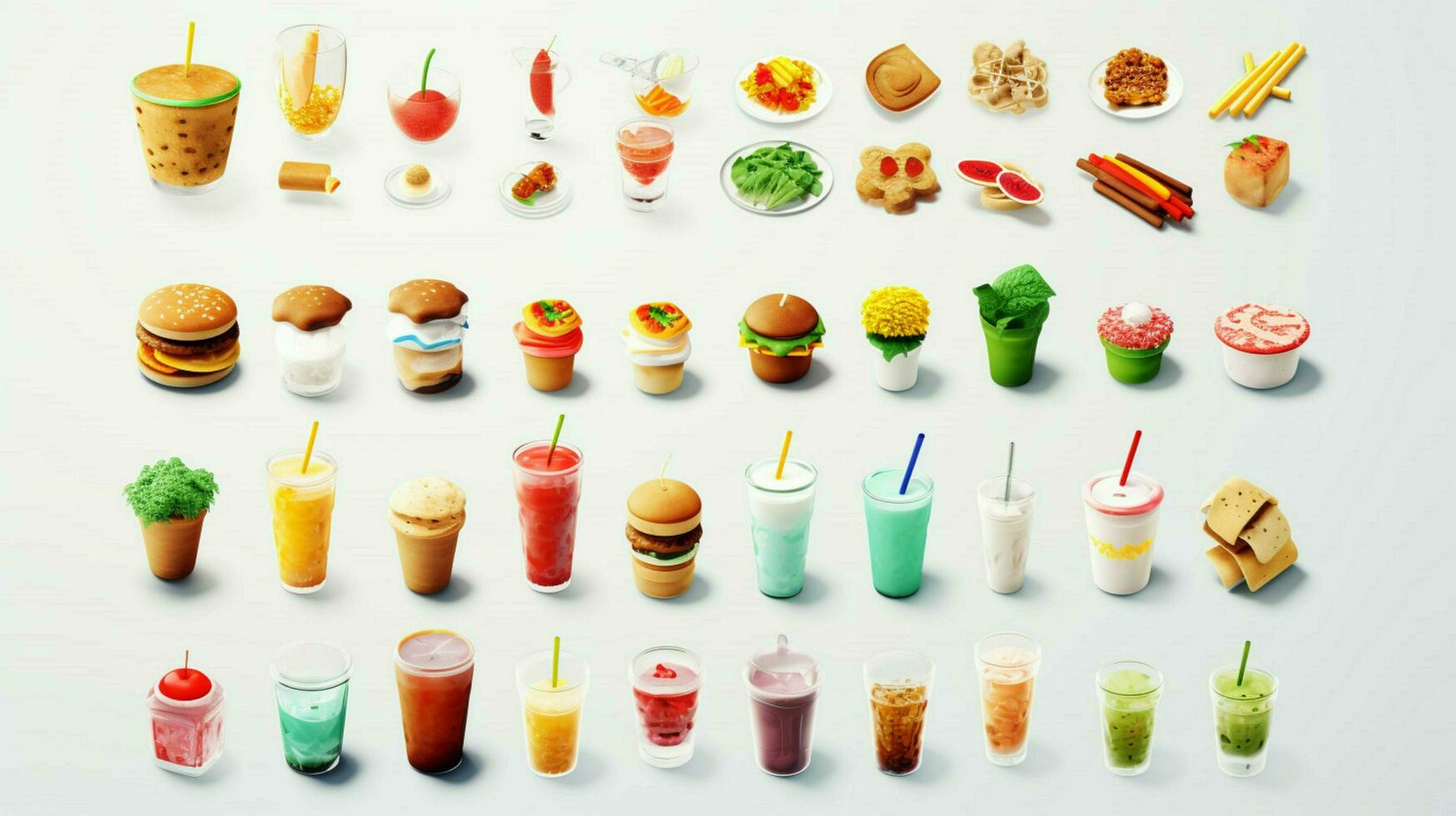 Colorful 3D Icon Sets of food and beverage indust photo