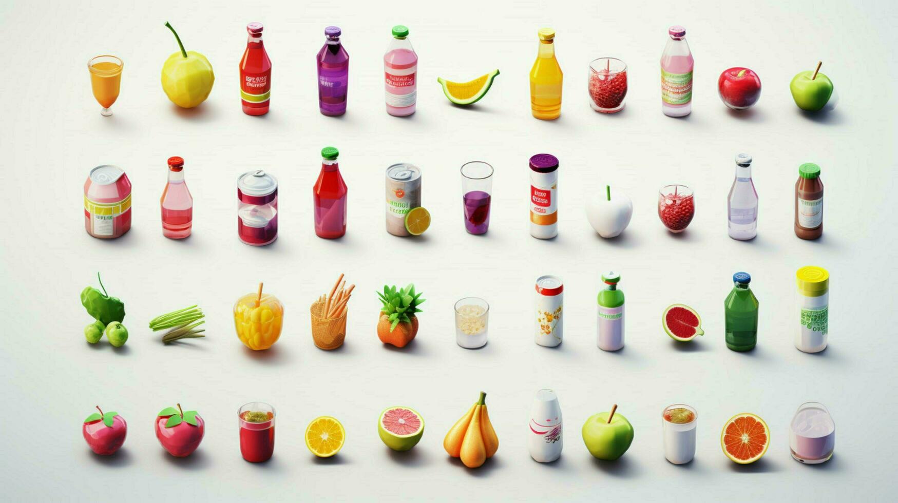 Colorful 3D Icon Sets of food and beverage indust photo