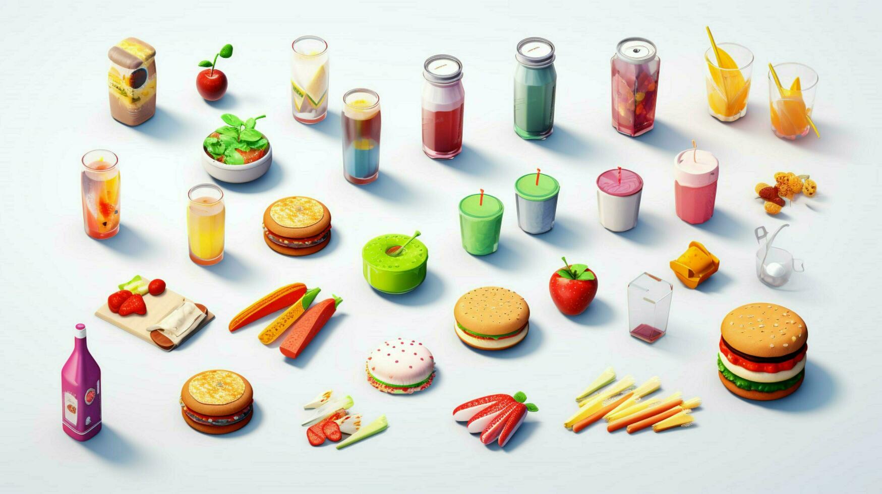 Colorful 3D Icon Sets of food and beverage indust photo