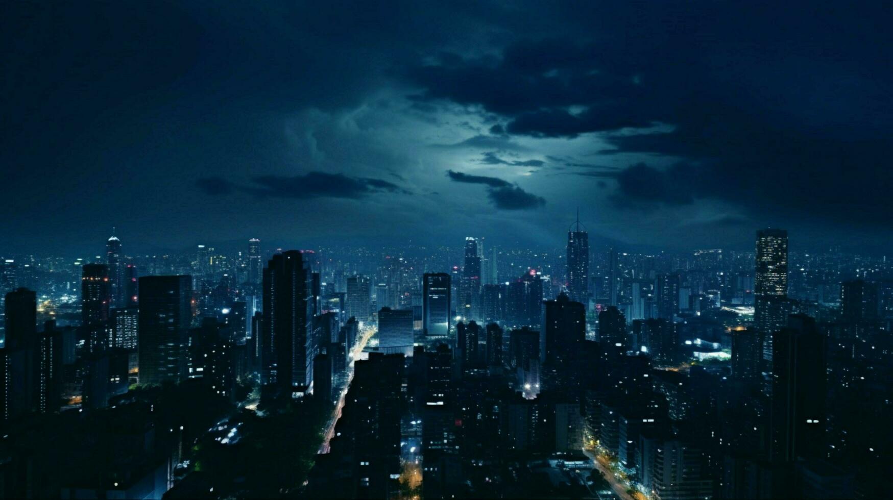 Dark blue background the scene of high rise buil photo