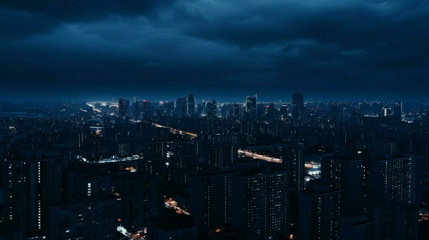 Dark blue background the scene of high rise buil photo