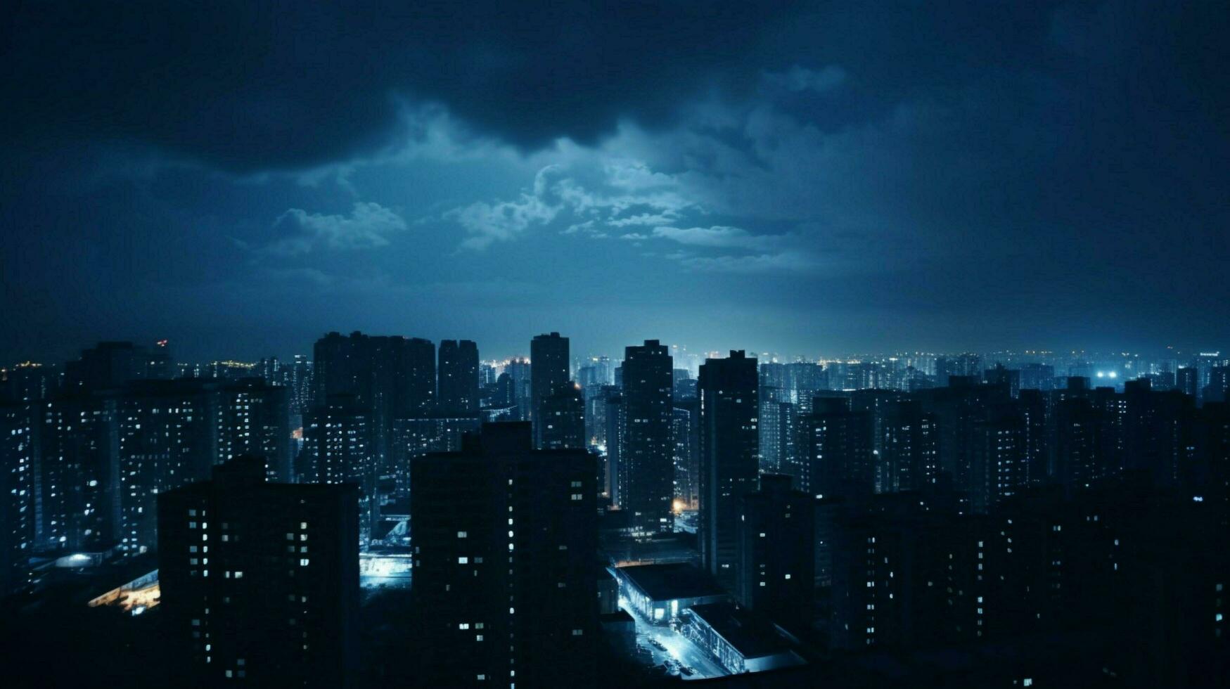 Dark blue background the scene of high rise buil photo