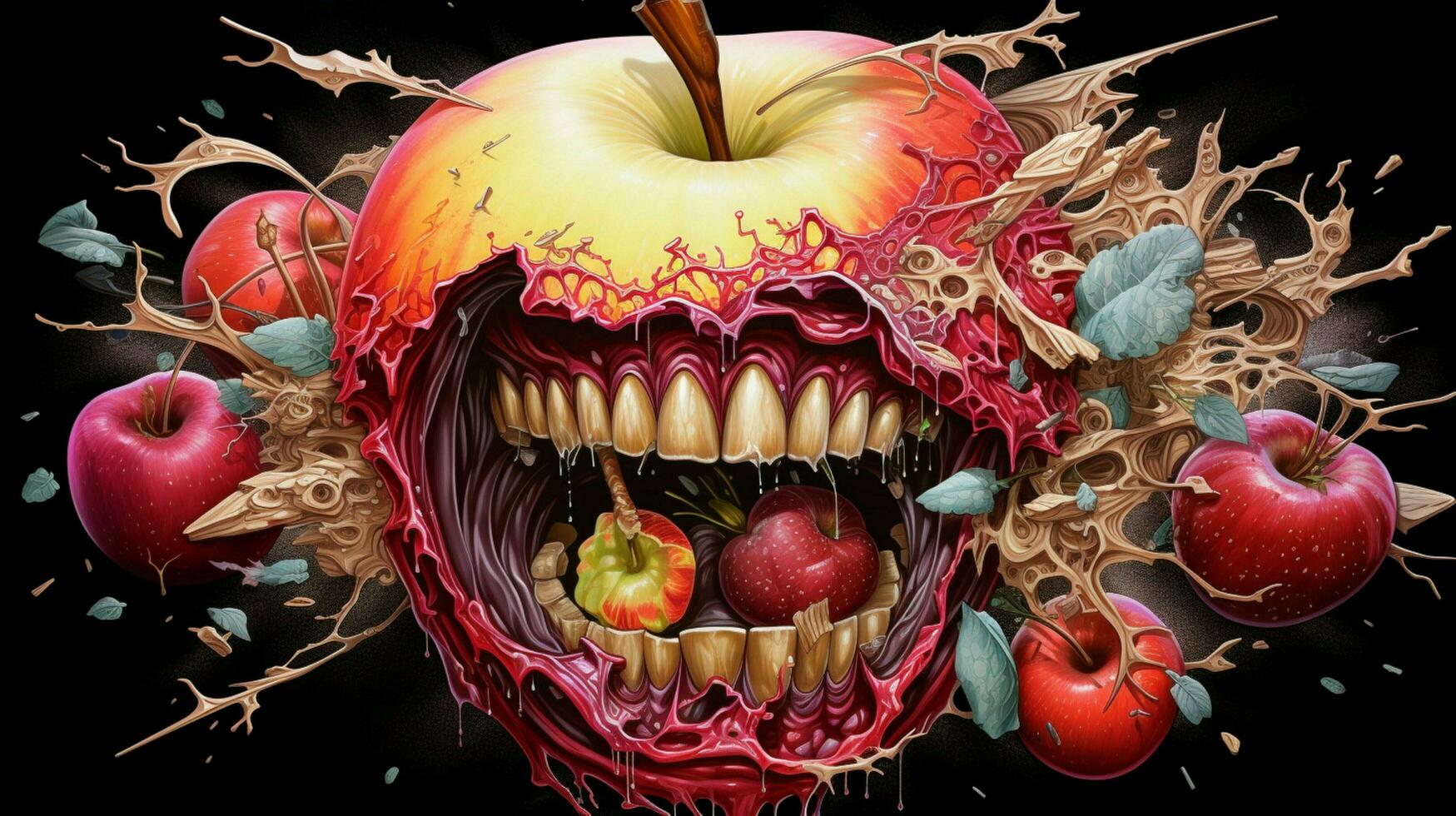 Exploded apple by Nychos high quality photo