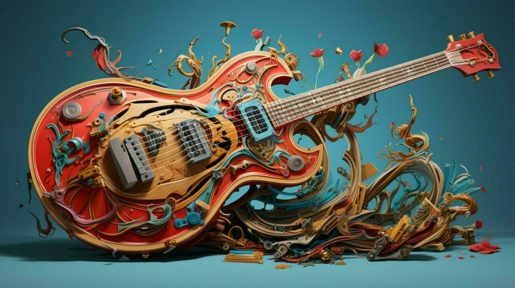 Exploded guitar by Nychos high quality photo