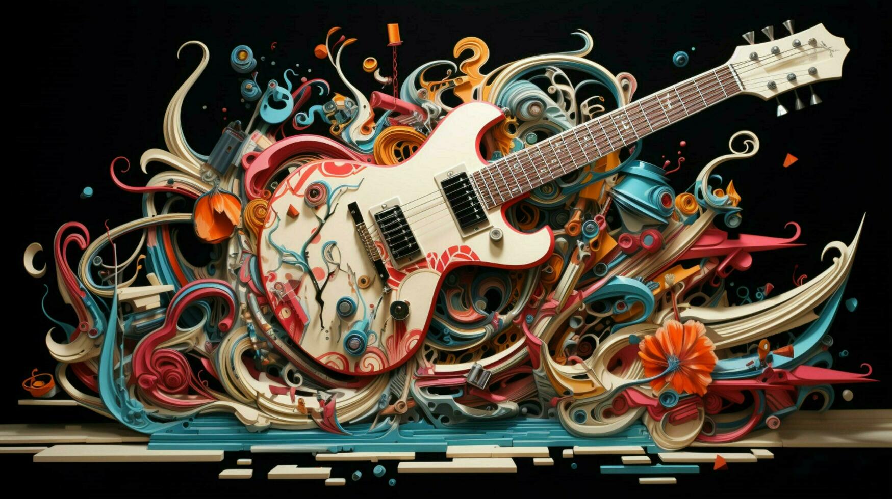 Exploded guitar by Nychos high quality photo