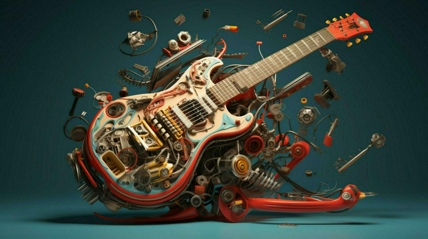 Exploded guitar by Nychos high quality photo