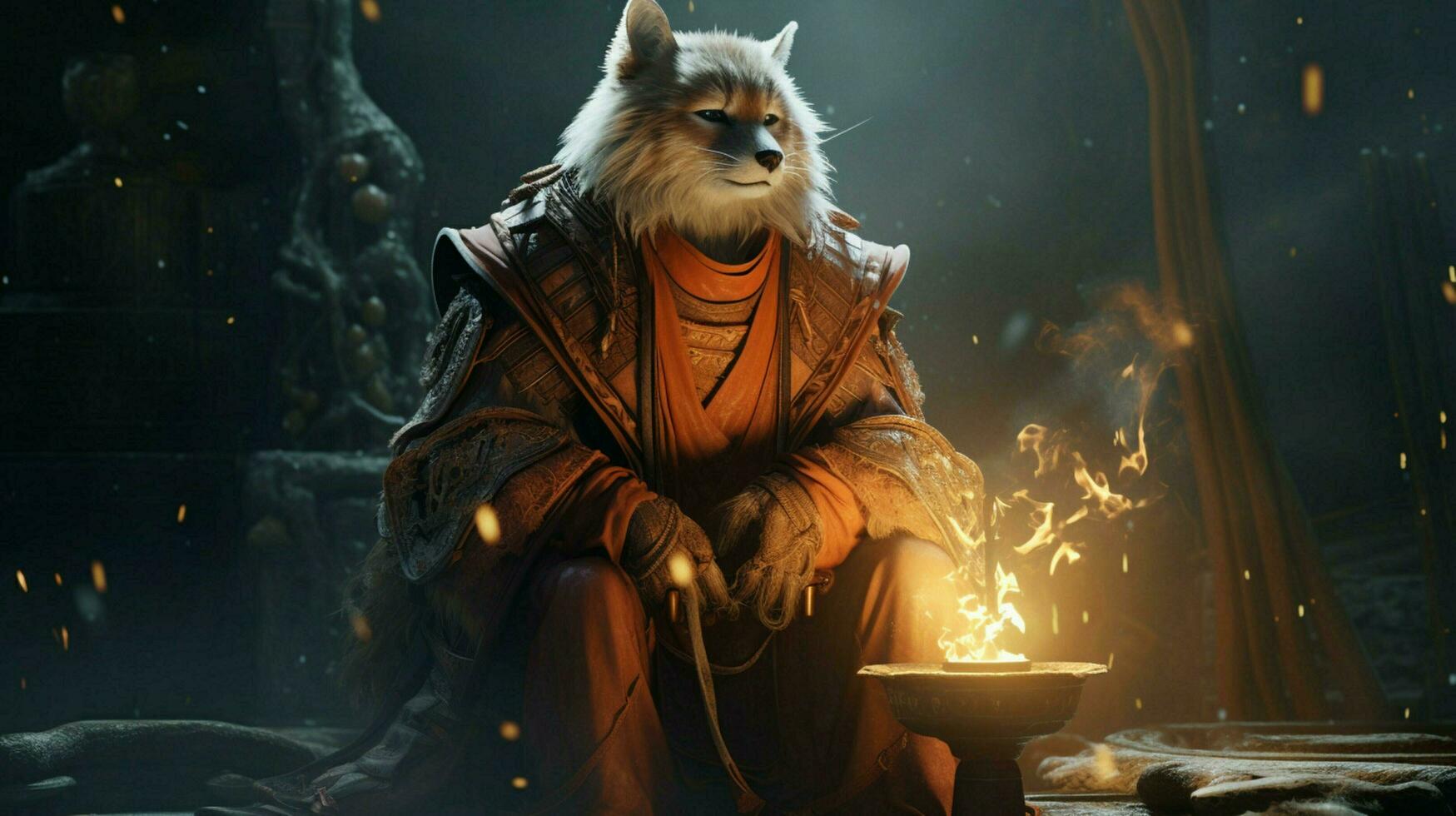 Fox anthropomorphism wizard chinese ink style photo