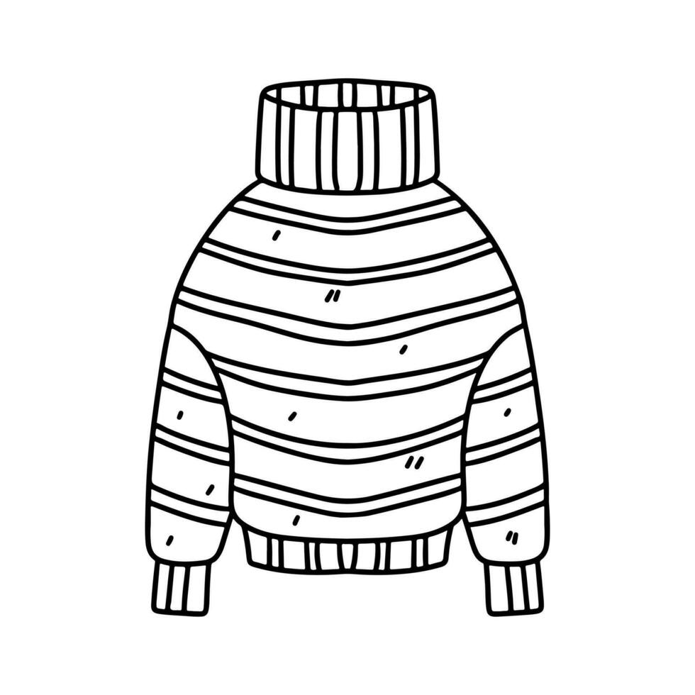Striped Sweater. Hand drawn doodle style. Vector illustration isolated on white. Coloring page.