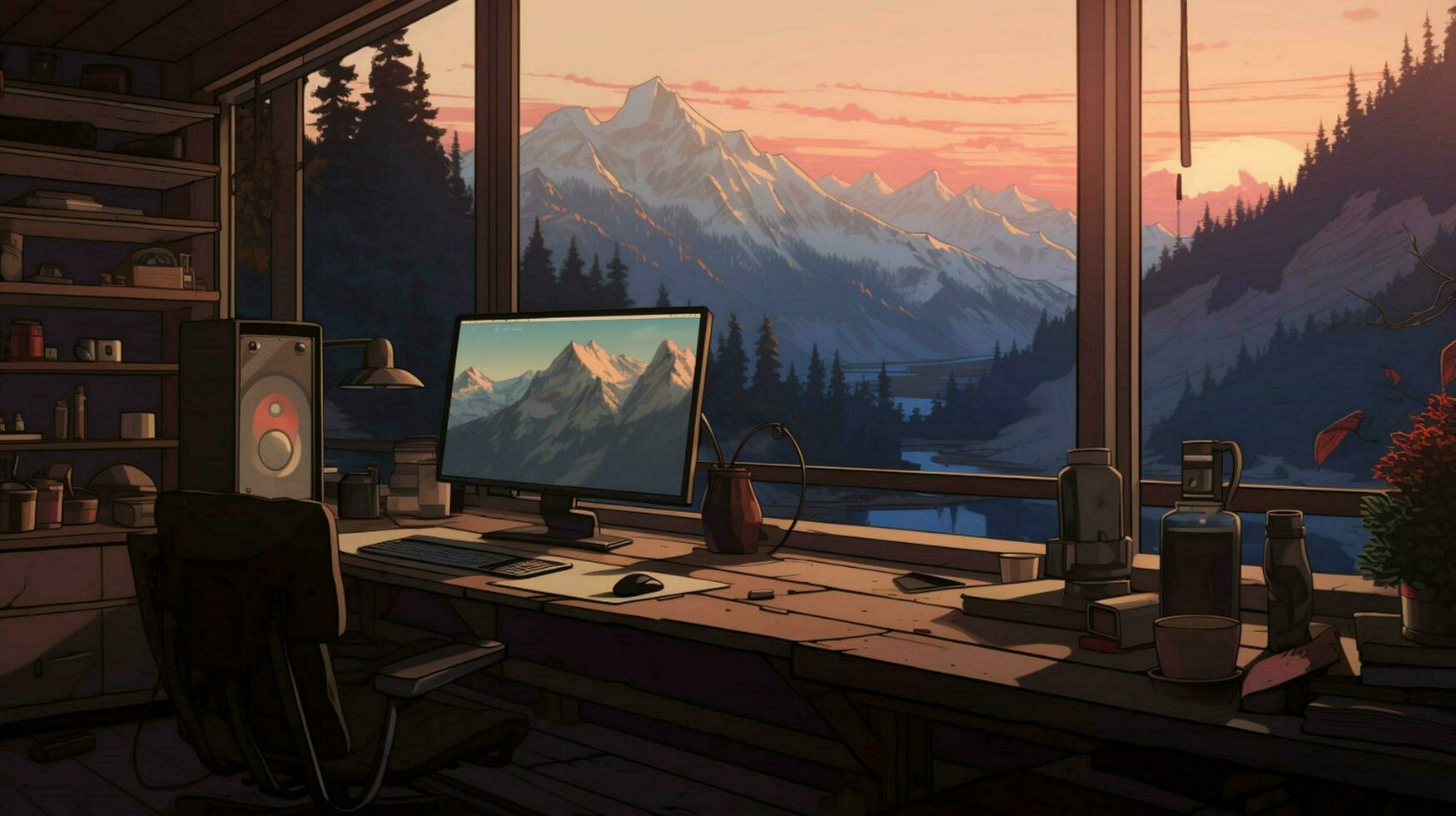 Muted colors an illustration of a room photo