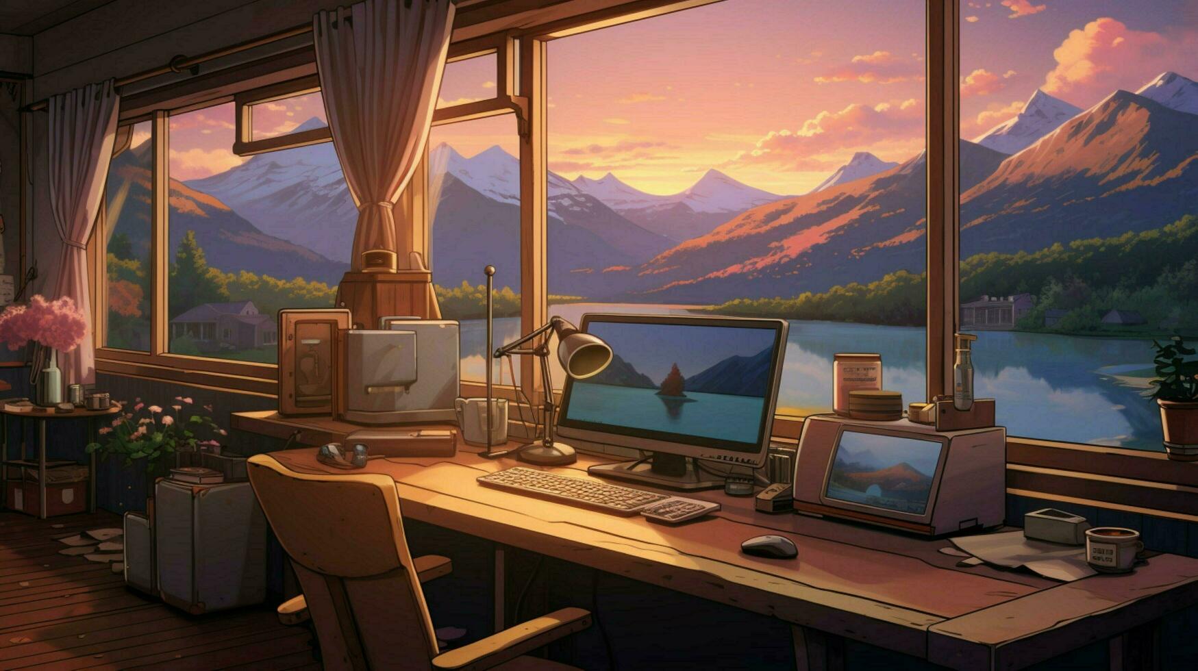 Muted colors an illustration of a room photo