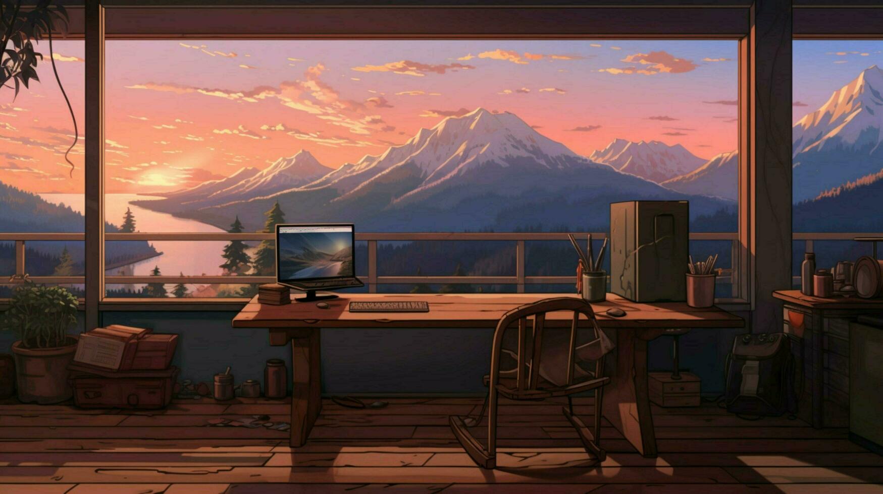 Muted colors an illustration of a room photo