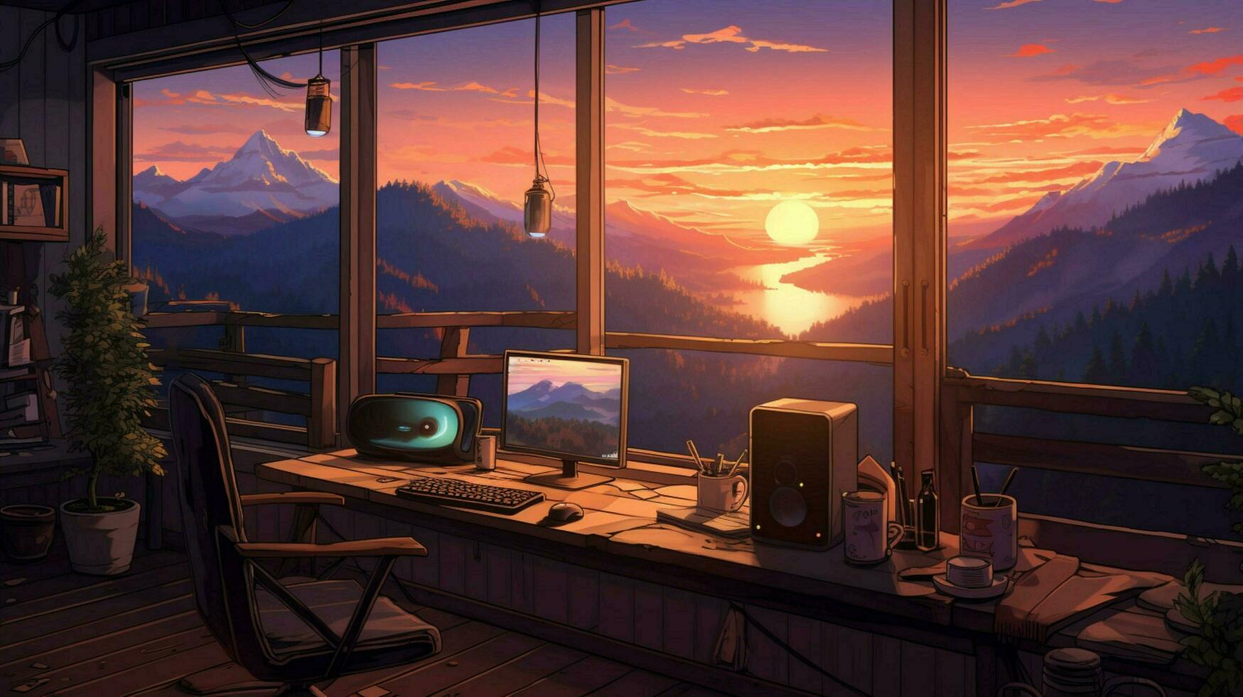 Muted colors an illustration of a room photo