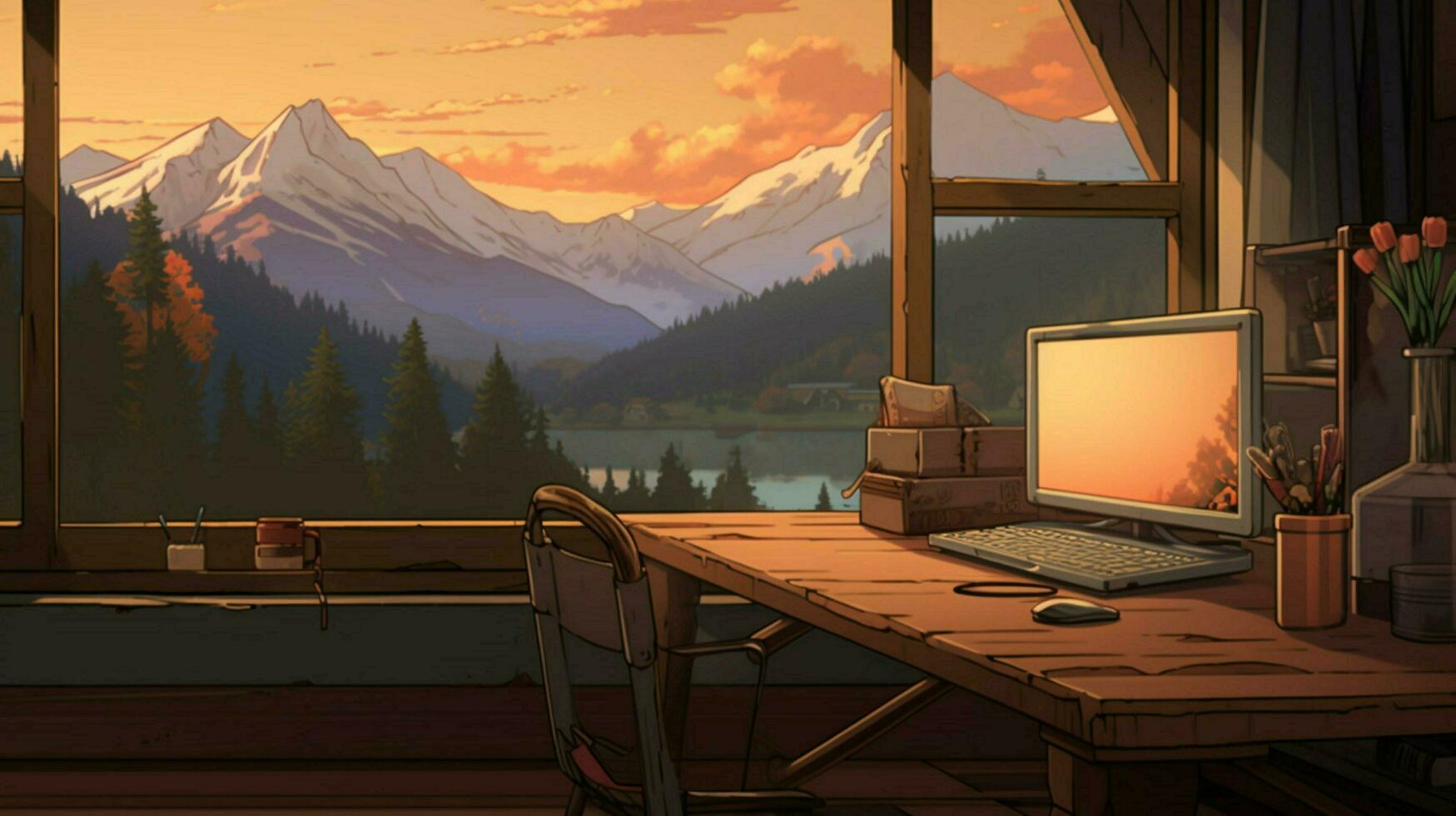 Muted colors an illustration of a room photo