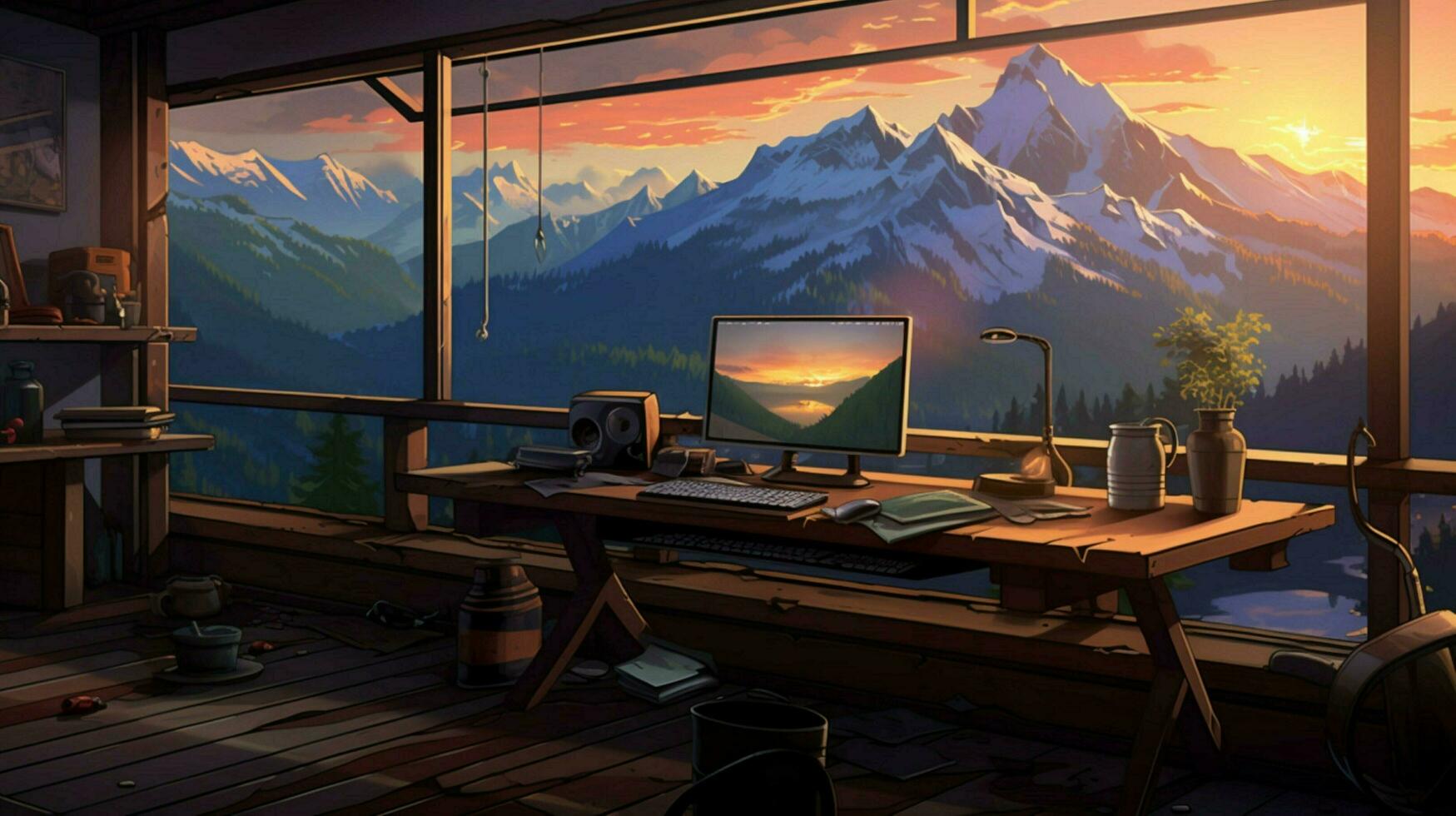 Muted colors an illustration of a room photo