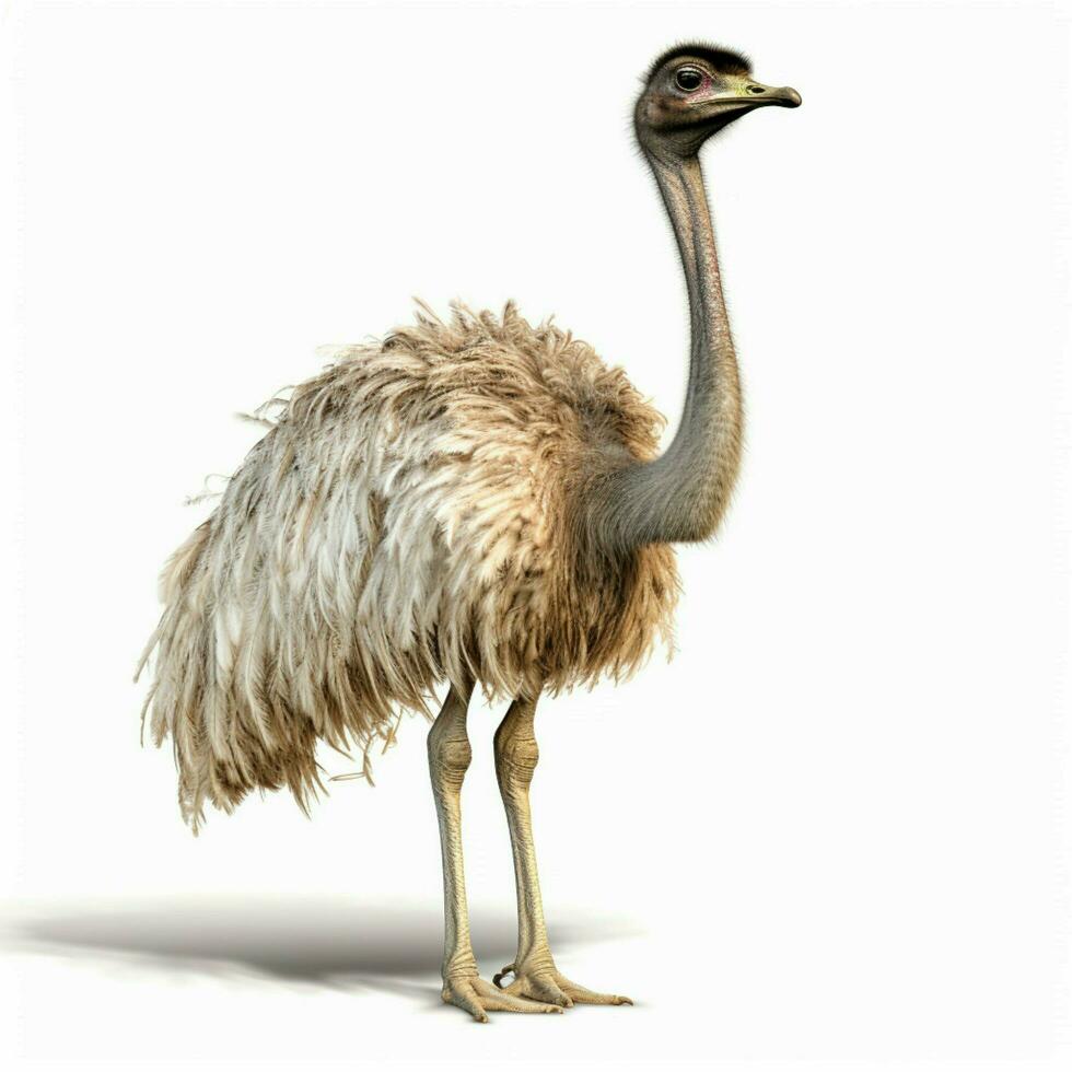 Ostrich with white background high quality ultra hd photo