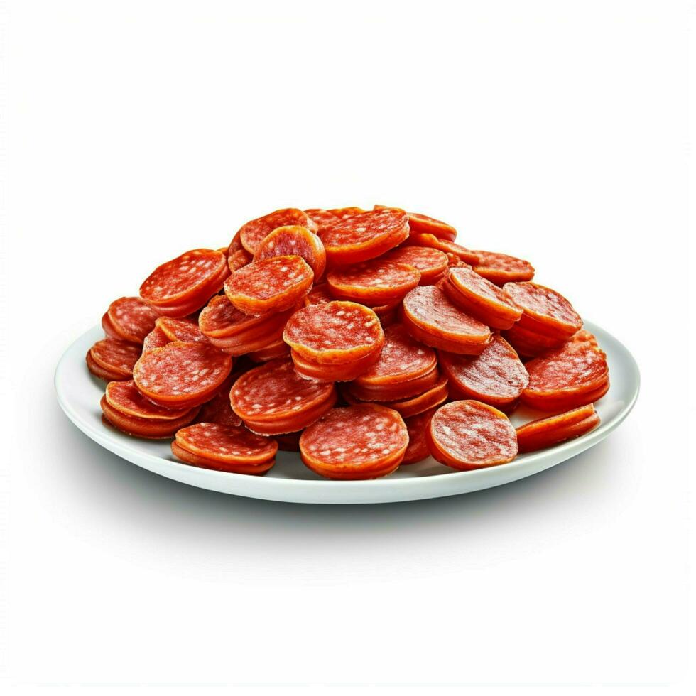 Pepperoni with white background high quality ultra photo