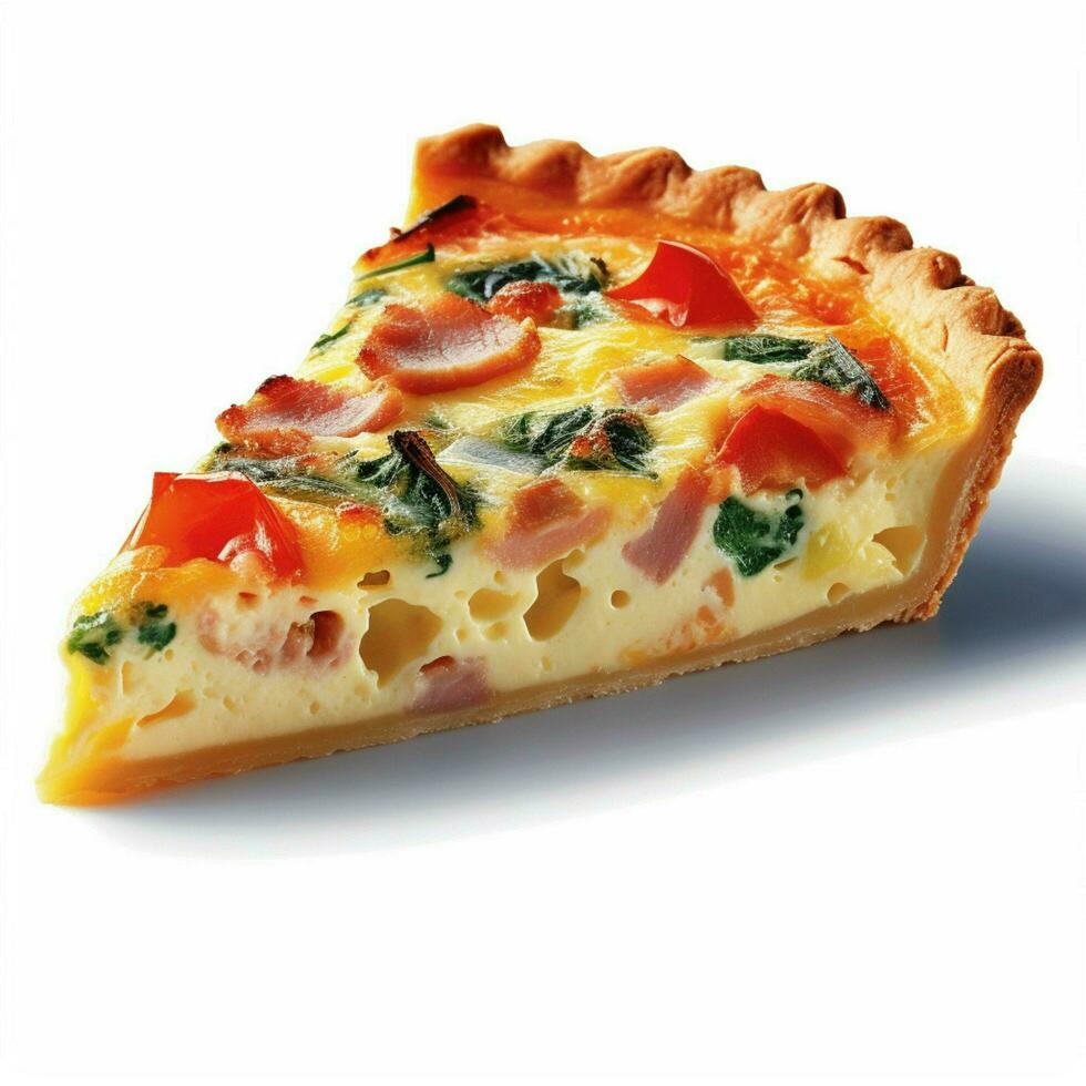Quiche with white background high quality ultra hd photo