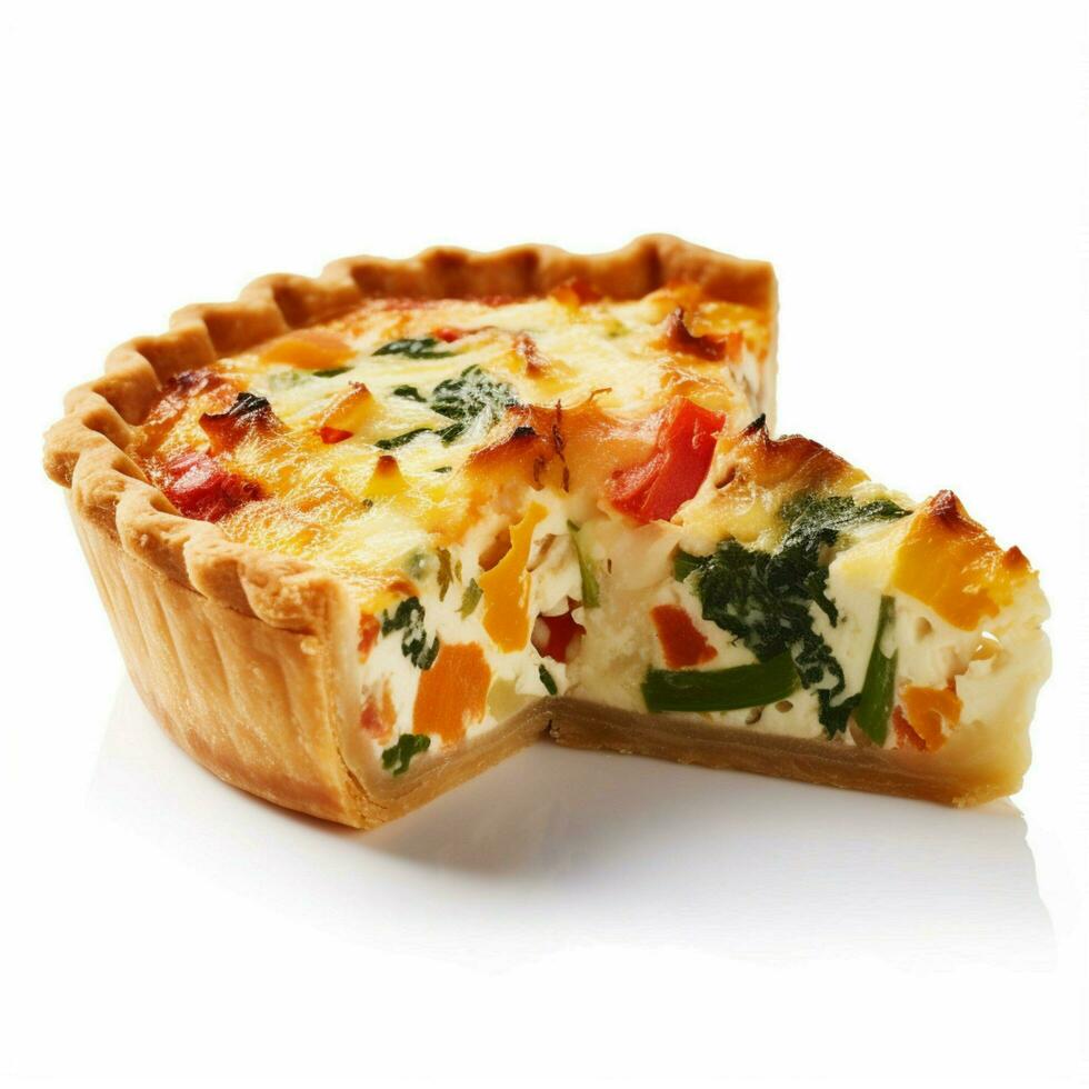 Quiche with white background high quality ultra hd photo