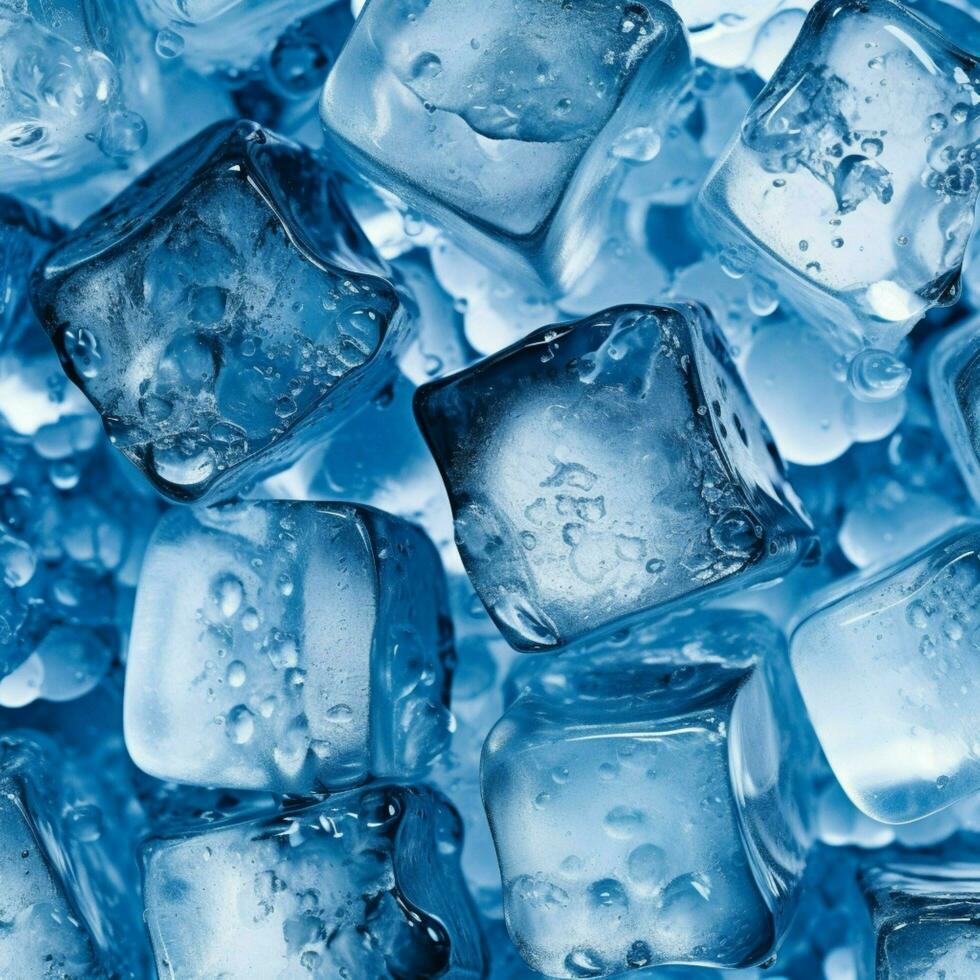 The background of fresh ice cubes is adorned photo