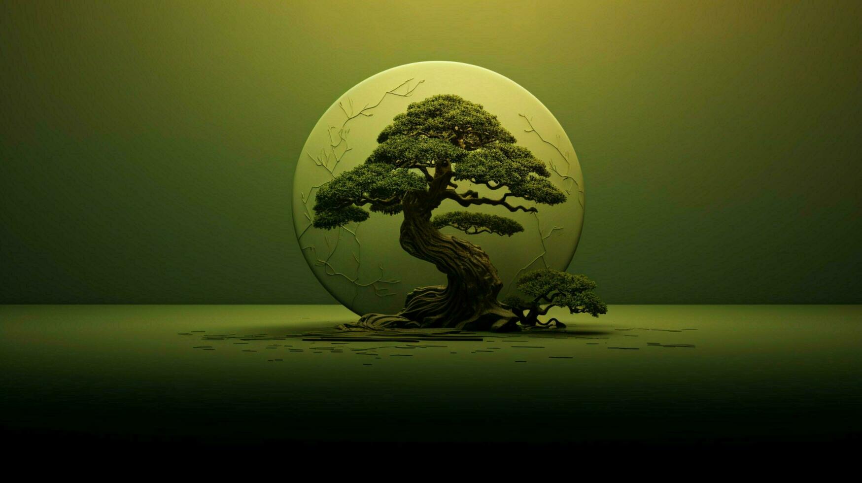 Tree on solid color background zen Enso behance photo