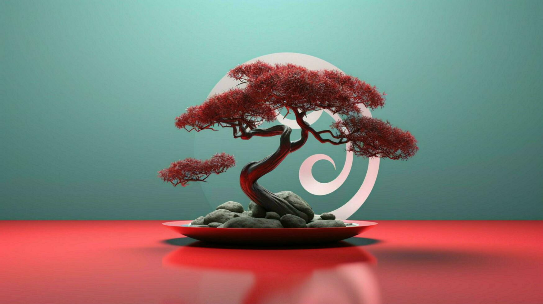 Tree on solid color background zen Enso behance photo