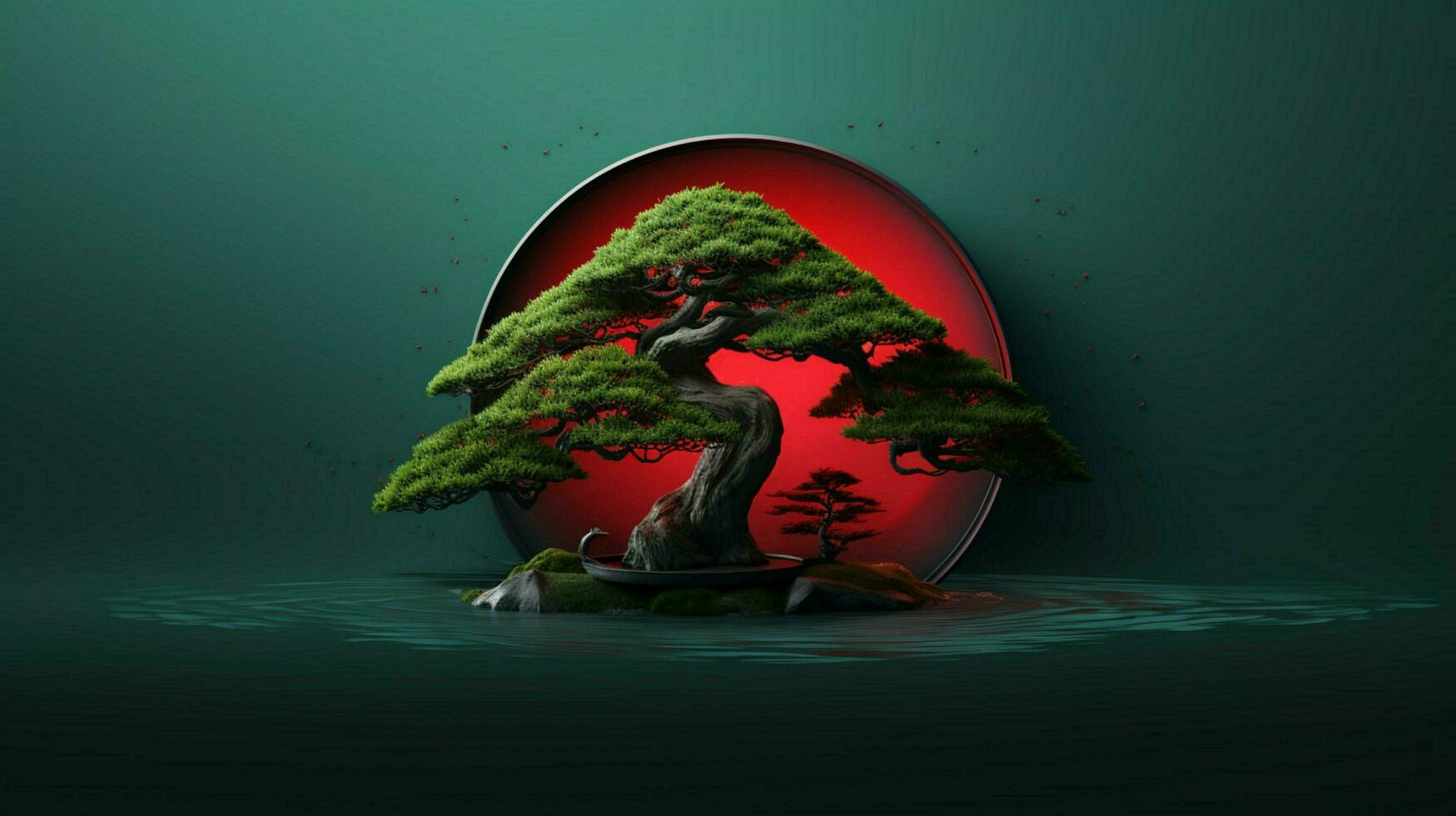 Tree on solid color background zen Enso behance photo