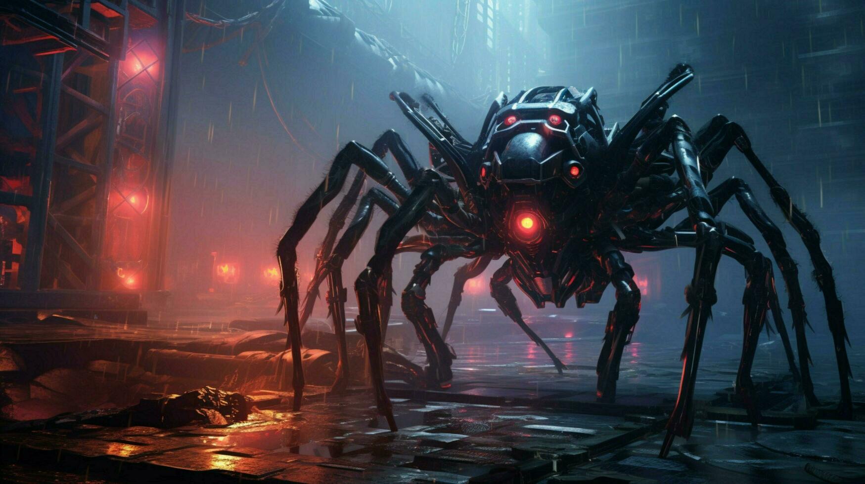 Zoomorphism of spider amazing cyberpunk theme photo