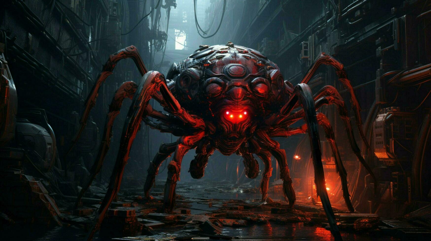 Zoomorphism of spider amazing cyberpunk theme photo