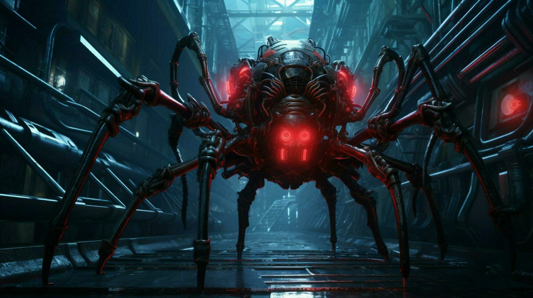 zoomorfismo de araña increíble cyberpunk tema foto