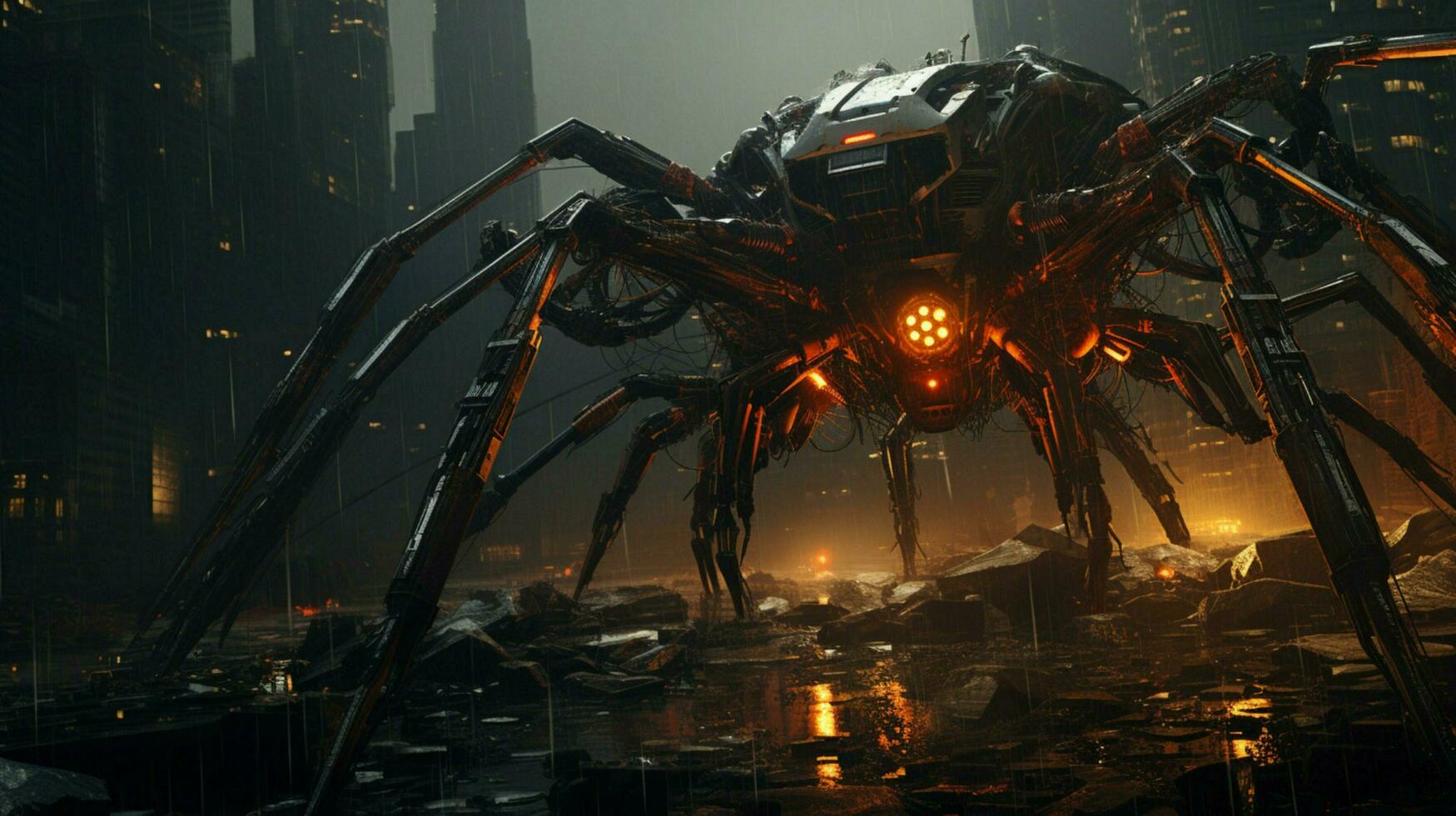 Zoomorphism of spider amazing cyberpunk theme photo