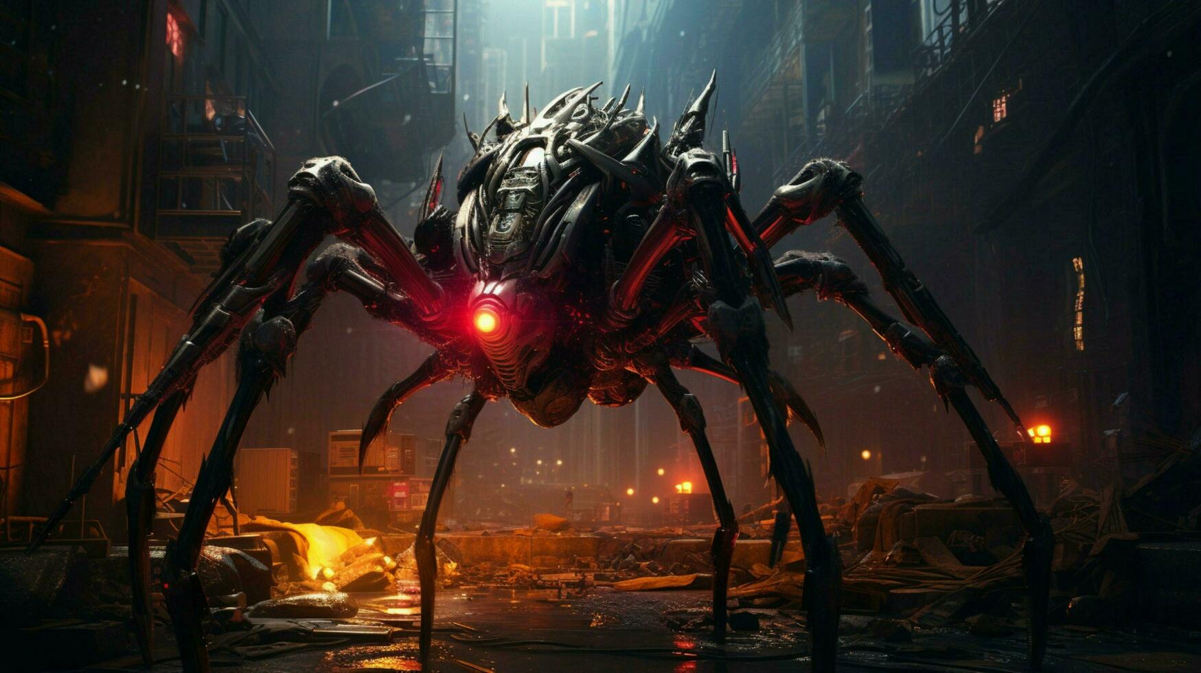 Zoomorphism of spider amazing cyberpunk theme photo
