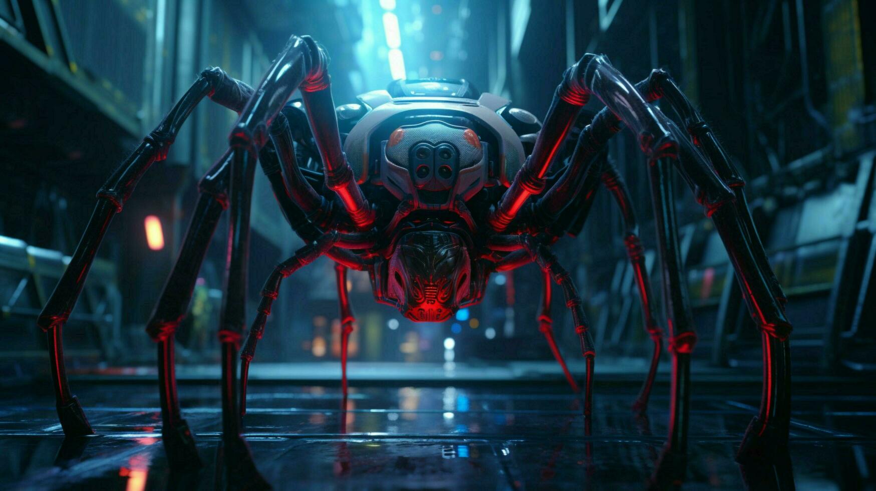 Zoomorphism of spider amazing cyberpunk theme photo