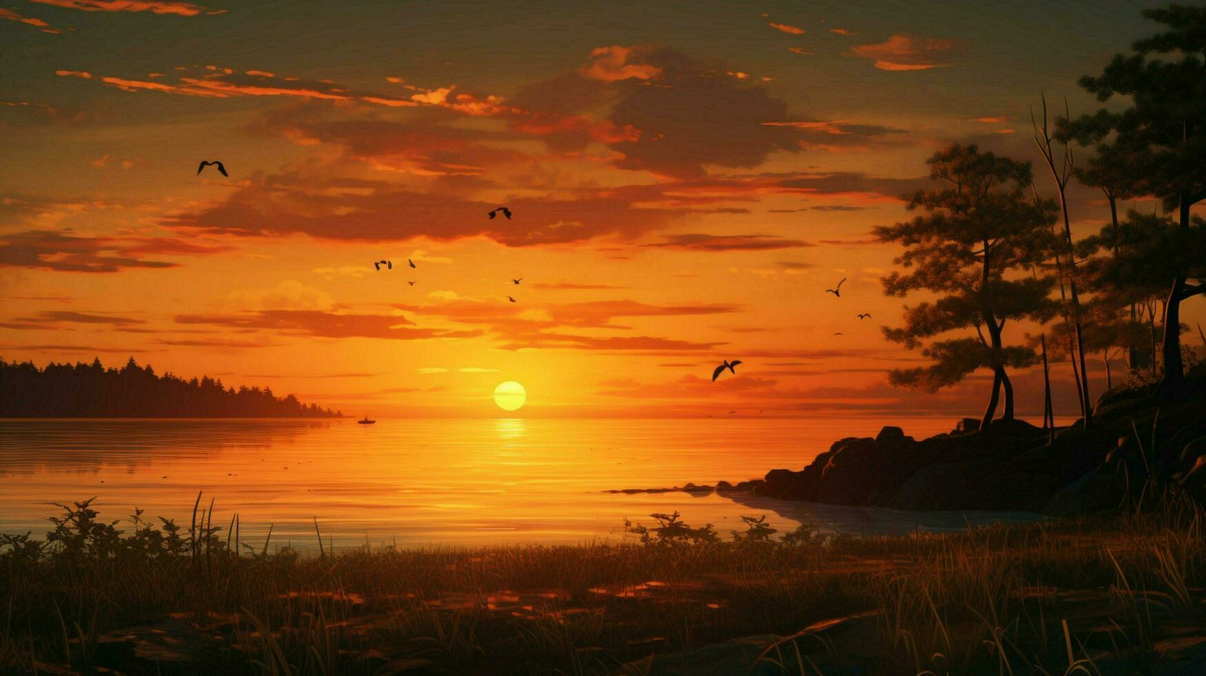 a sunset lofi scene high quality photo