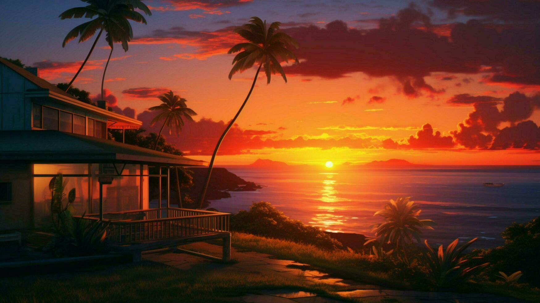 a sunset lofi scene high quality photo