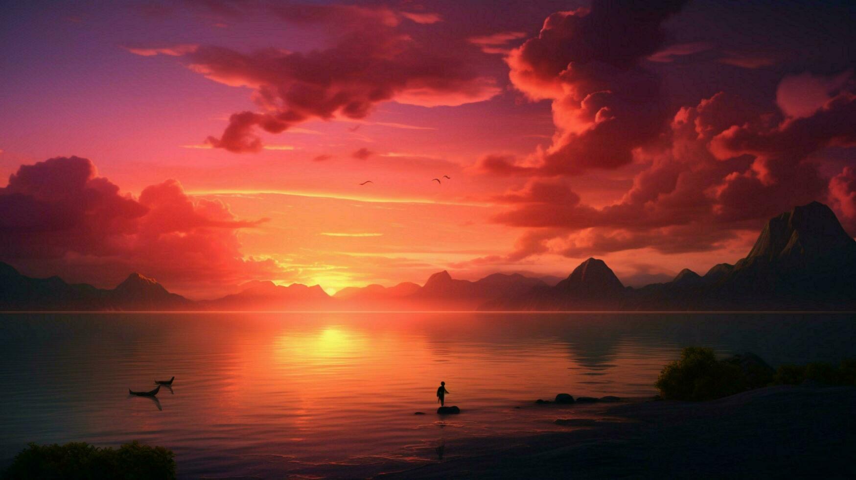 a sunset lofi scene high quality photo
